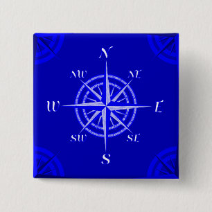 Nautical Compass Rose 15 Cm Square Badge