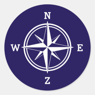 Nautical compass star custom colour round stickers