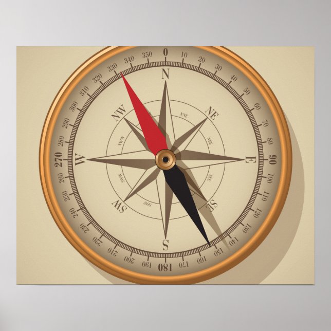 Nautical Compass Steampunk Poster (Front)