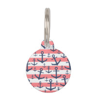 Nautical coral stripe navy blue anchor pattern
