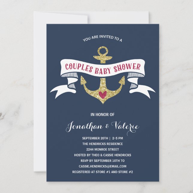 Nautical Couples Baby Shower Invitation (Front)