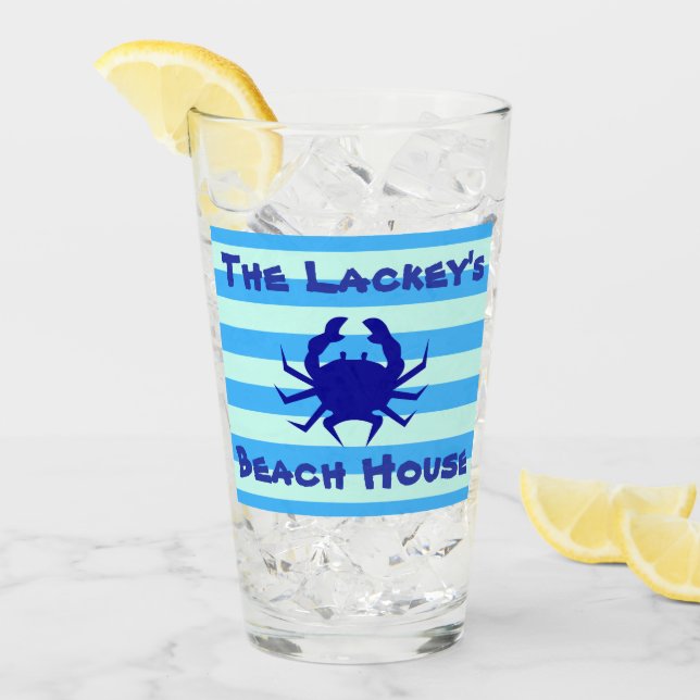 Nautical Crab Beach House Kitchen Glass (Front Ice)