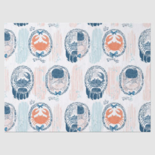 Nautical Crab Blue Orange Coastal Striped Pattern Tissue Paper