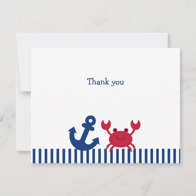 Nautical Crab Flat Thank You Note Cards (Front)