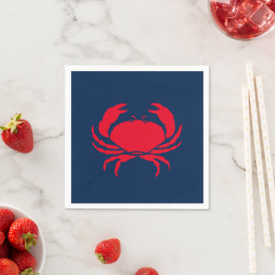 Nautical crab red white and blue paper napkin
