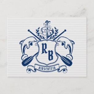 Nautical Crest Dolphins Anchor Oars Laurel Shield Postcard