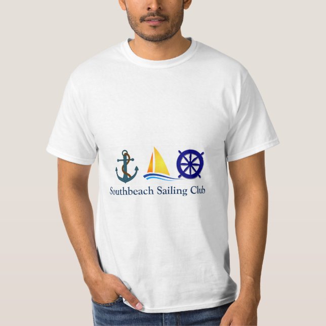 Nautical Crew or Club White T-Shirt (Front)