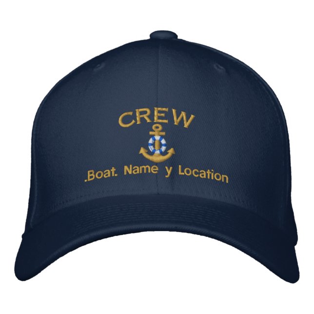 Nautical Crew Your Boat Name Your Name Embroidered Hat (Front)