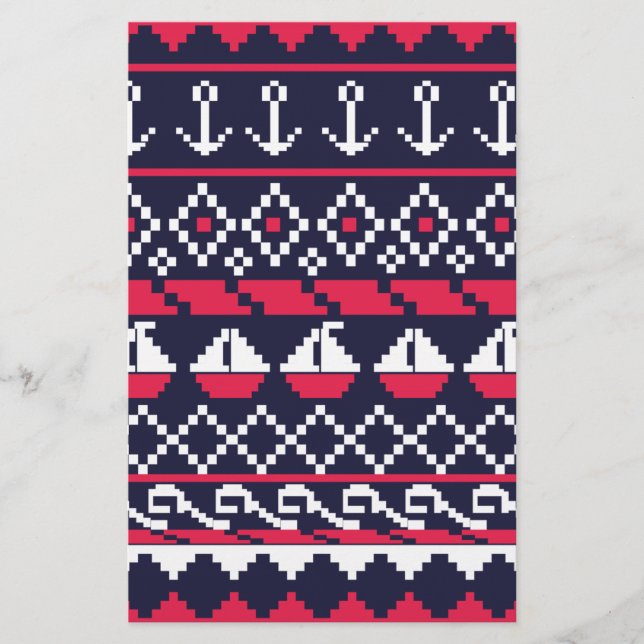 Nautical Cross stitch Stationery (Front)