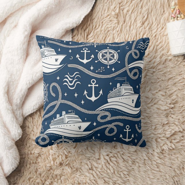 Nautical Cruise Seamless Pattern Cushion (Blanket)