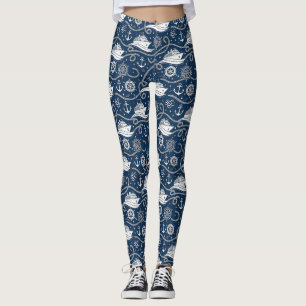 Nautical Cruise Seamless Pattern Leggings