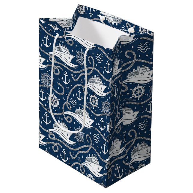 Nautical Cruise Seamless Pattern Medium Gift Bag (Front Angled)