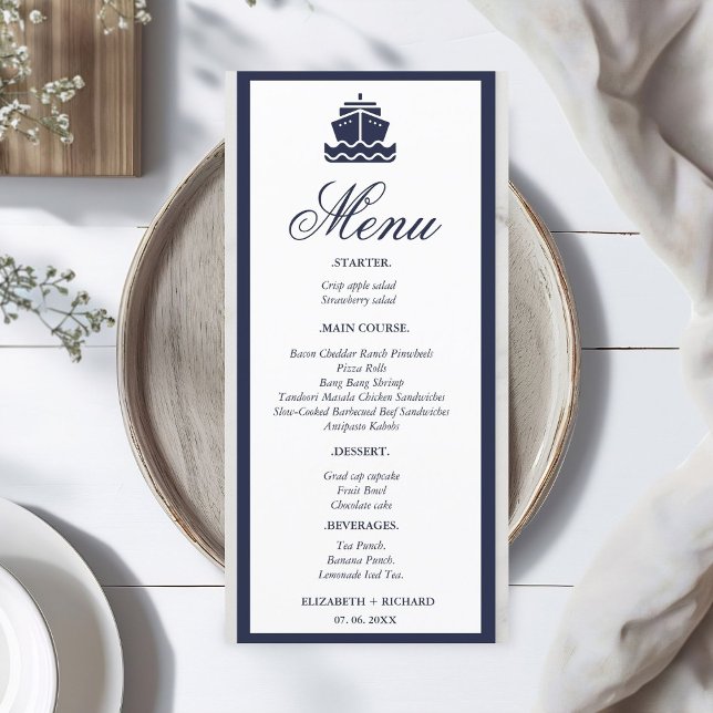 Nautical Cruise Ship Boat  wedding  Menu (Creator Uploaded)