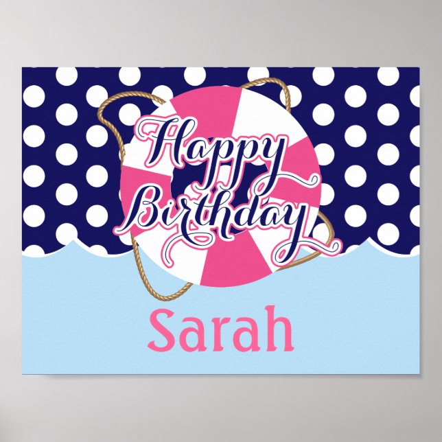 Nautical, Custom Birthday Party Poster (Front)