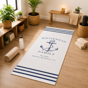 Nautical Custom Family Anchor White Yoga Mat