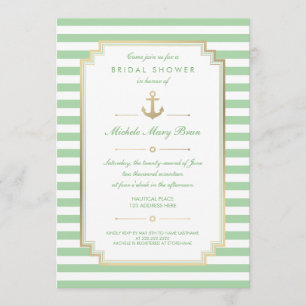 Nautical Custom Mint White Bridal Shower Invite