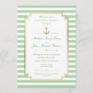 Nautical Custom Mint White Rehearsal Dinner Invite