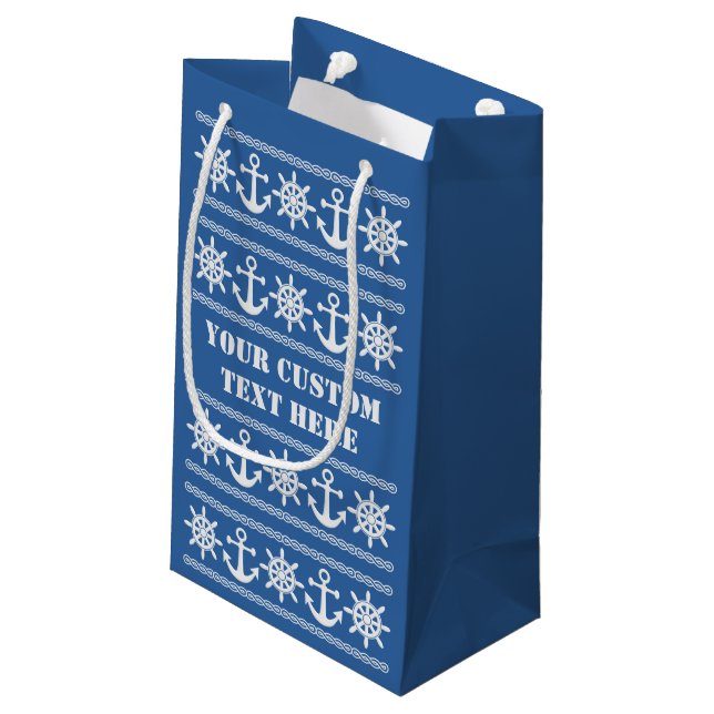 Nautical custom text & colour gift bags (Back Angled)