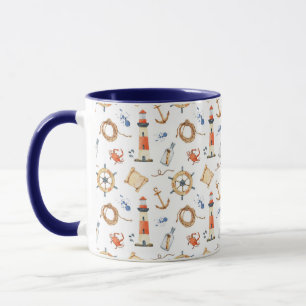 Nautical Customised Name Navy Blue  Mug