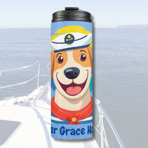 Nautical Cute Dog Gifts for Boat Owners Sailors Thermal Tumbler