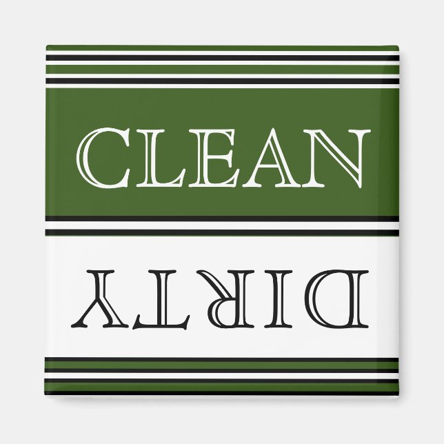 Nautical Dark GreenDishwasher Dirty Clean Magnet (Front)