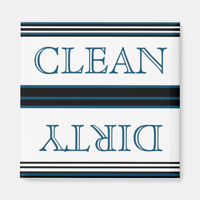 Nautical  Dark Teal Blue Dishwasher Dirty Clean  Magnet (Front)