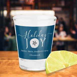 Nautical Dark Teal Blue Joy Sand dollar Shot Glass