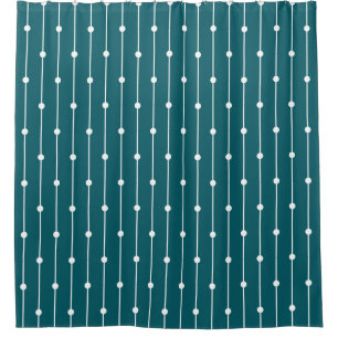 Nautical Dark Teal striped and dotted modern Shower Curtain