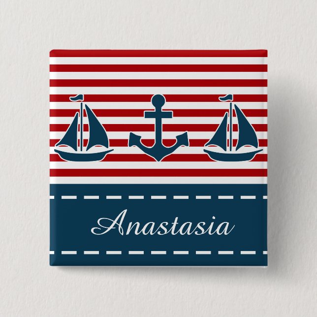 Nautical design 15 cm square badge (Front)