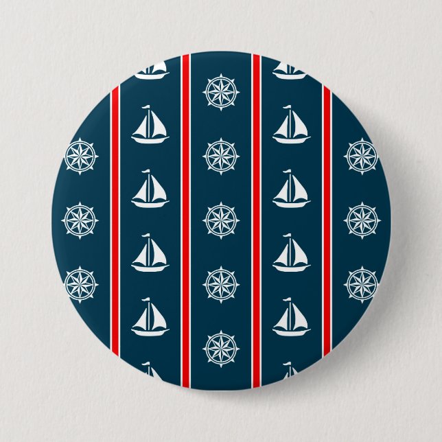 Nautical design 7.5 cm round badge (Front)