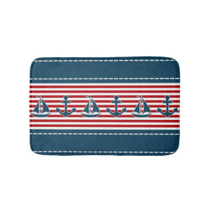 Nautical design bath mat
