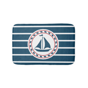 Nautical design bath mat