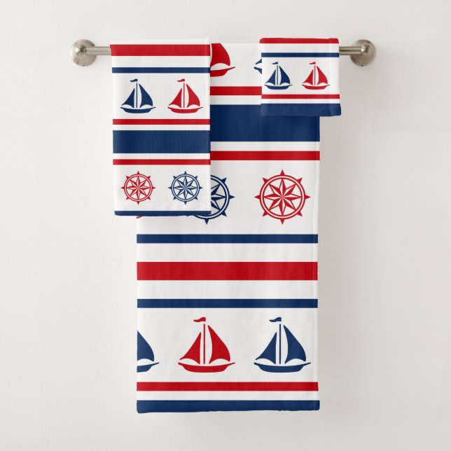 Nautical design bath towel set (Insitu)