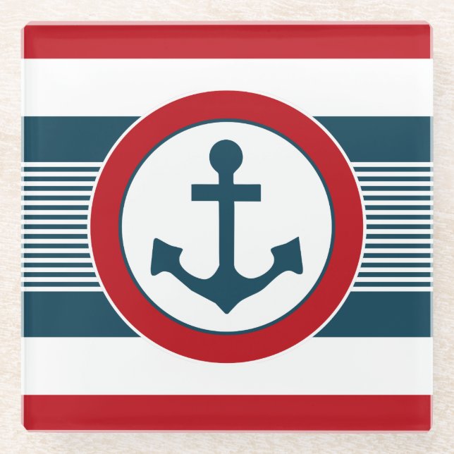 Nautical design glass coaster (Front)