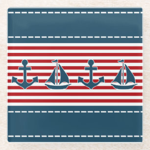 Nautical design glass coaster