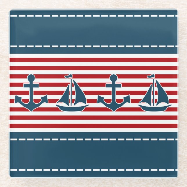 Nautical design glass coaster (Front)