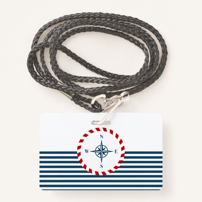 Nautical design ID badge (Front with Lanyard)