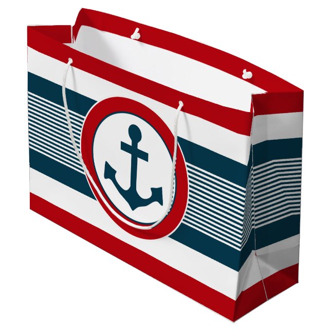 Nautical design large gift bag (Back Angled)