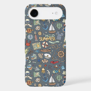 Nautical Design on Blue background iPhone Case