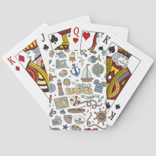Nautical Design on White background   Playing Cards