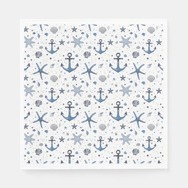 Nautical Design Party Paper Cocktail Napkins (Front)
