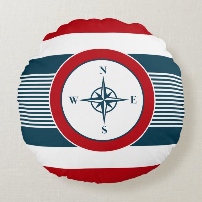 Nautical design round cushion (Front)