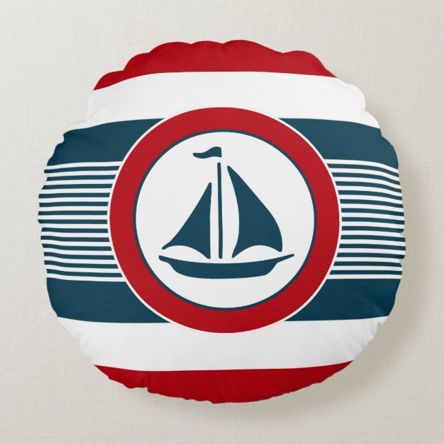 Nautical design round cushion (Front)