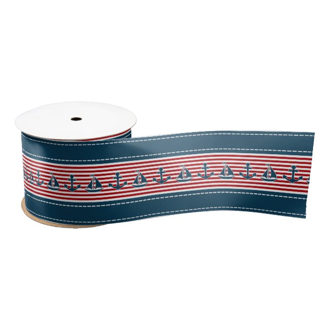 Nautical design satin ribbon (Spool)