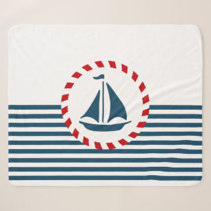 Nautical design sherpa blanket