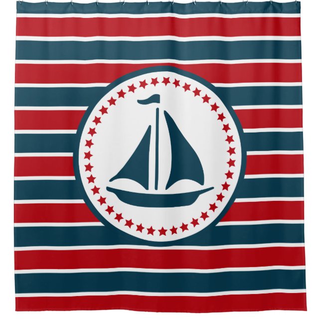 Nautical design shower curtain (Front)