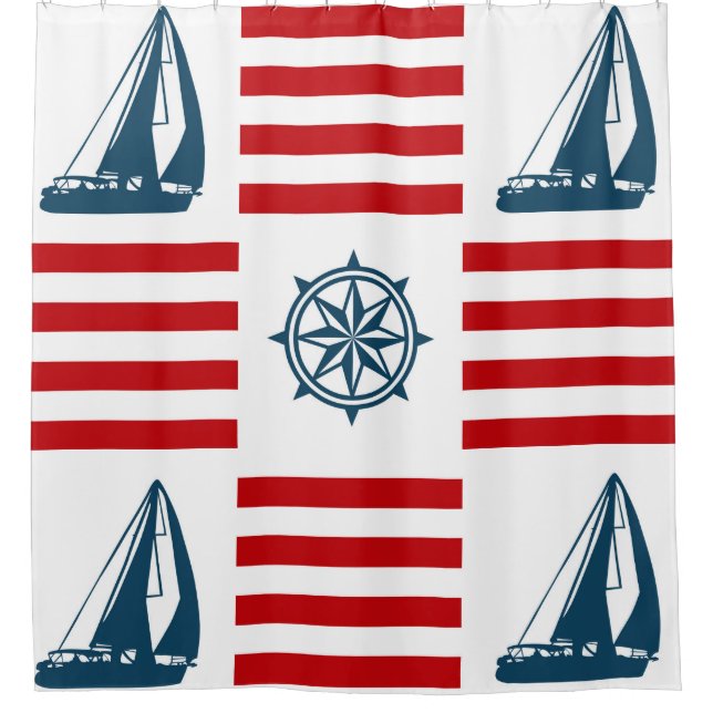 Nautical design shower curtain (Front)
