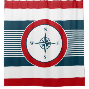 Nautical design shower curtain