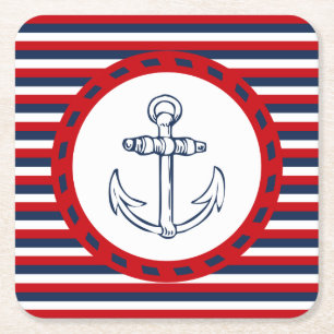 Nautical design square paper coaster