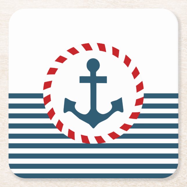 Nautical design square paper coaster (Front)